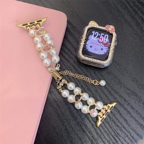 アップル ウォッチ バンド パール apple watch バンド キラキラ 「apple watchケース付き」M278