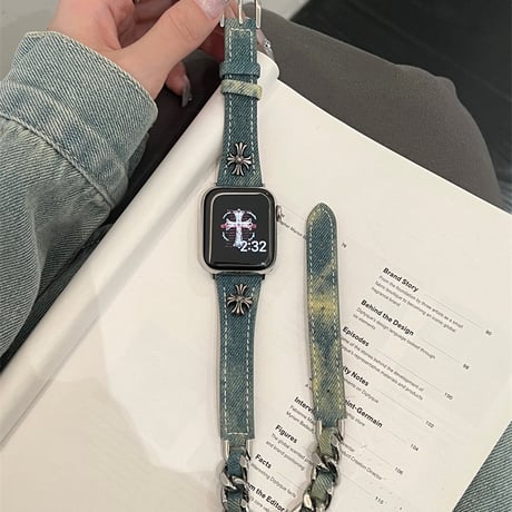 アップル ウォッチ series 10 バンド デニム apple watch バンド 二 重 おしゃれ M079