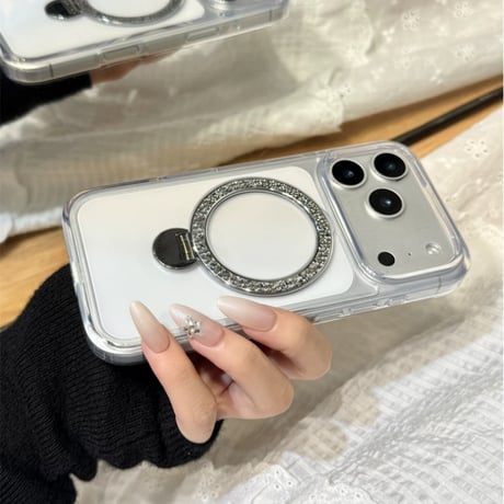 magsafe 対応 iphone17 ケース クリア iphone17pro ケース かわいい スタンド M298