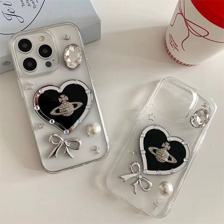 iphone ケース 可愛い 韓国 ハート スマホ ケース デコ クリア M242