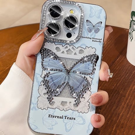 蝶々 iphone ケース キラキラ ライン ストーン iphone ケース 人気 女子 M117