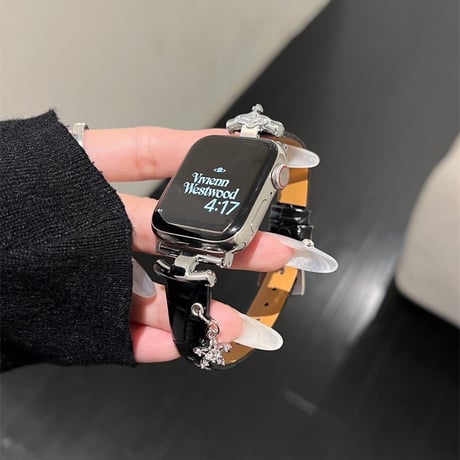 アップル ウォッチ シリーズ 10 バンド レザー apple watch バンド 可愛い チャーム付き M078