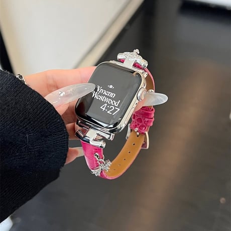 アップル ウォッチ シリーズ 10 バンド レザー apple watch バンド 可愛い チャーム付き M078