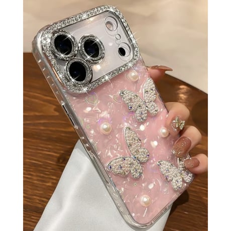 キラキラ iphone ケース デコ 蝶々 iphoneケース 大人可愛い M313