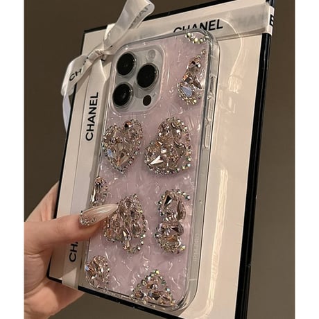 iphone17/16 ケース キラキラ iphone ケース デコ ハート M142