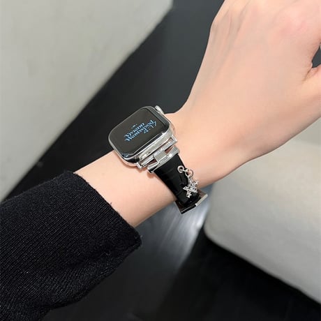 アップル ウォッチ シリーズ 10 バンド レザー apple watch バンド 可愛い チャーム付き M078