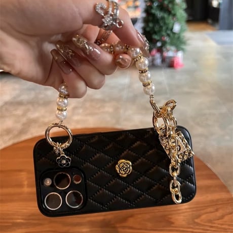 iphone ケース 人気 女子 iphone ケース かわいい パールチェーン付き M211
