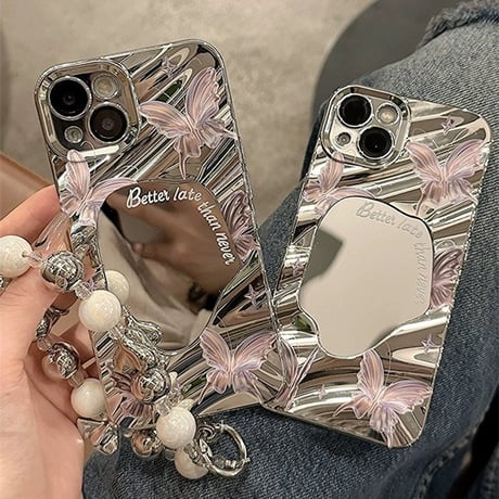 iphone ケース ミラー バタフライ iphone ケース 韓国 可愛い M115
