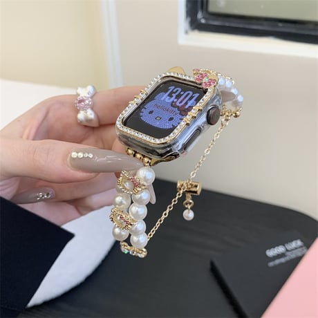 アップル ウォッチ バンド パール apple watch バンド キラキラ 「apple watchケース付き」M278