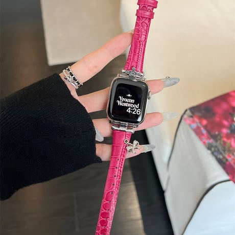 アップル ウォッチ シリーズ 10 バンド レザー apple watch バンド 可愛い チャーム付き M078