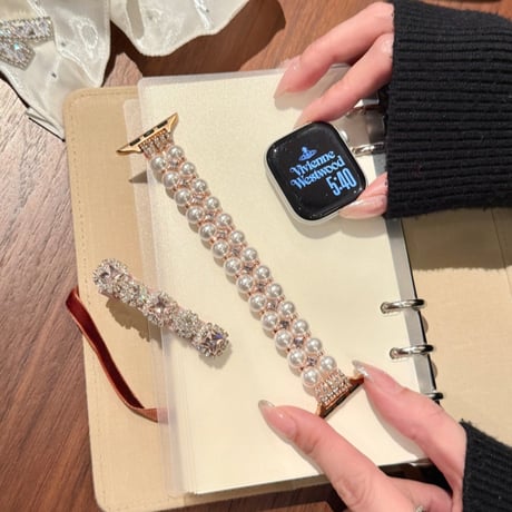 アップル ウォッチ バンド パール ブレスレット apple watch 11/se3 バンド 可愛い M319