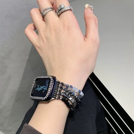 apple watch ブレスレット 重ね 付け アップル ウォッチ 10 バンド 女性 「apple watchケース付き」M243