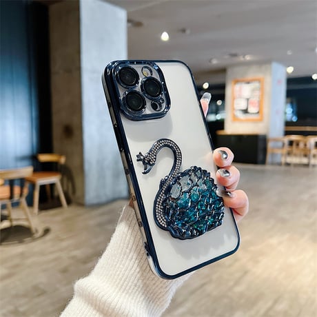 白鳥 iphone ケース キラキラ グリッター iphone ケース 透明 可愛い【カメラ保護フィルム付き】M069