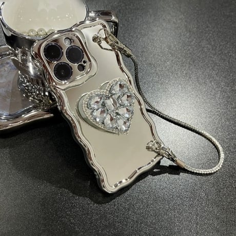 iphone ケース キラキラ 女子 人気  iphoneケース グリップ ストラップ付き M050