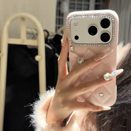 「カメラ保護リングプレゼント！」iphone17/16pro ケース リボン ハンドメイド iphone ケース ピンク 人気 女子 M255