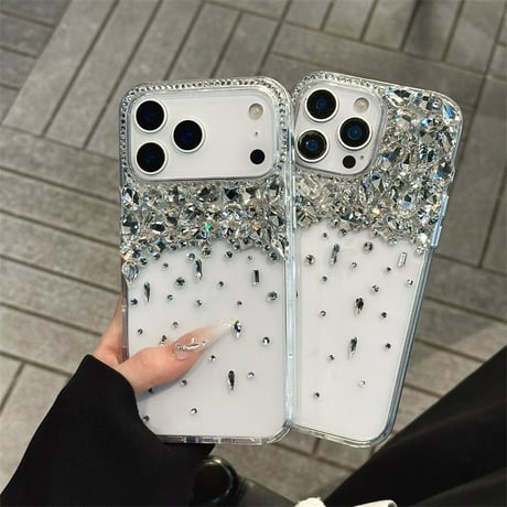 【カメラ保護リング付き】iphone17/17pro ケース デコ クリア iphone ケース キラキラ 女子 人気 M046