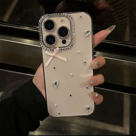 「カメラ保護リングプレゼント！」iphone17/16 ケース リボン iphone16pro ケース 透明 可愛い M257