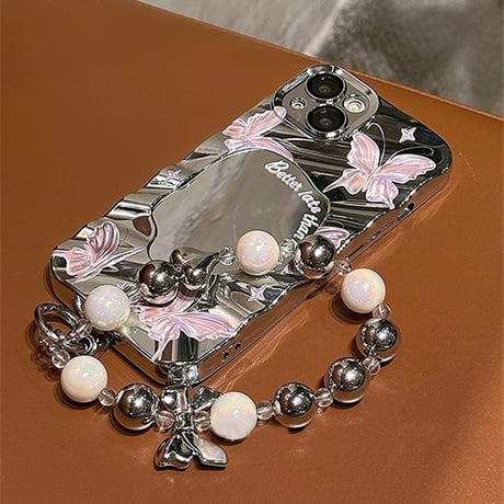 iphone ケース ミラー バタフライ iphone ケース 韓国 可愛い M115