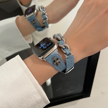 アップル ウォッチ series 10 バンド デニム apple watch バンド 二 重 おしゃれ M079