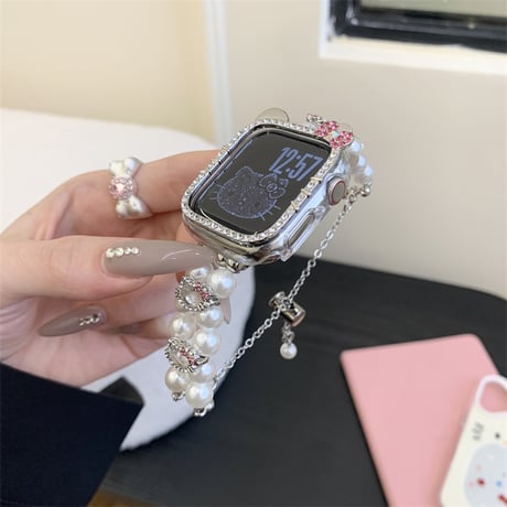 アップル ウォッチ バンド パール apple watch バンド キラキラ 「apple watchケース付き」M278