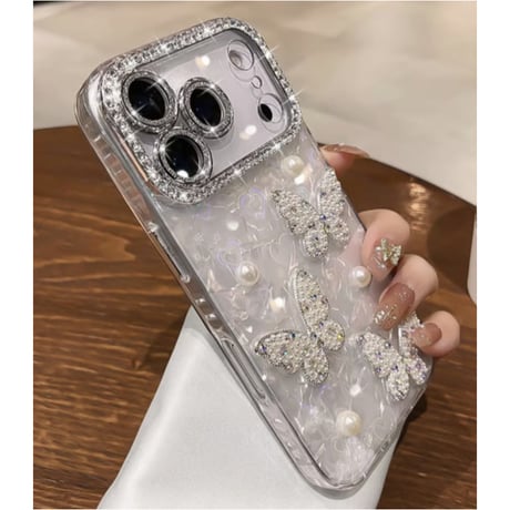 キラキラ iphone ケース デコ 蝶々 iphoneケース 大人可愛い M313