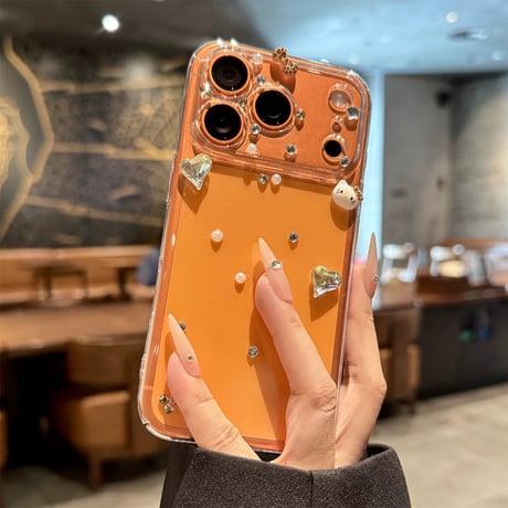 スマホケース デコ ストーン リボン iPhone17/17proケース クリア 可愛い M312