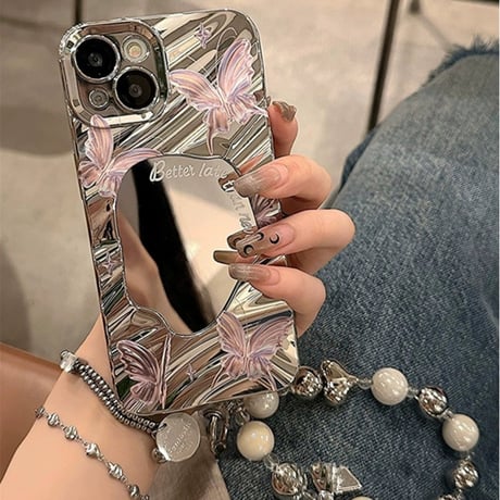 iphone ケース ミラー バタフライ iphone ケース 韓国 可愛い M115