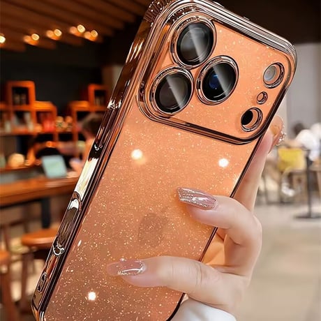 iphone17/17pro ケース キラキラ メタリック iphone ケース クリア おしゃれ【カメラ保護フィルム一体型】M054