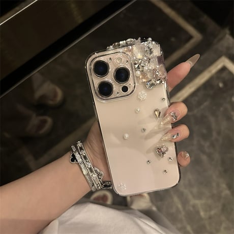 キラキラ ストーン iphone16/16pro ケース スマホケース 透明 おしゃれ デコ M258