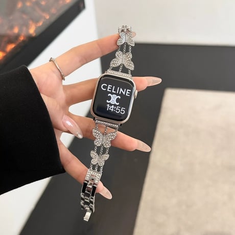 バタフライ アップル ウォッチ バンド キラキラ apple watch ブレスレット【バンパーケース付き】M151