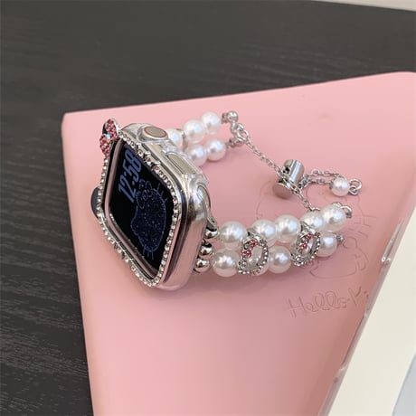 アップル ウォッチ バンド パール apple watch バンド キラキラ 「apple watchケース付き」M278