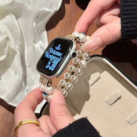 アップル ウォッチ バンド パール ブレスレット apple watch 11/se3 バンド 可愛い M319