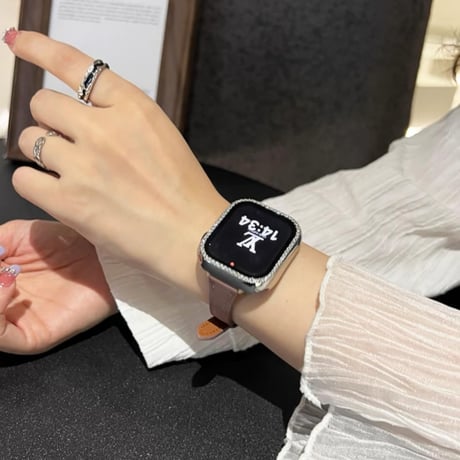 【保護ケース付き】アップル ウォッチ バンド 女性 人気 apple watch バンド レザー 細い M204