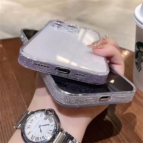 iphone16/16pro ケース クリア ガラス iphone ケース キラキラ 透明 M001