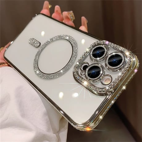 キラキラ iphone16/16pro ケース マグセーフ iphone ケース クリア 可愛い【カメラフィルム付き】M085