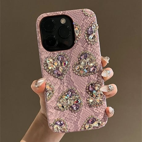 iphone16/16pro ケース デコ ハート iphoneケース 人気 女子 「カメラ保護リングプレゼント」M122