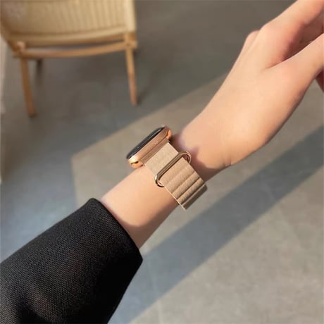 apple watch バンド マグネット おしゃれ アップル ウォッチ レザー バンド M234
