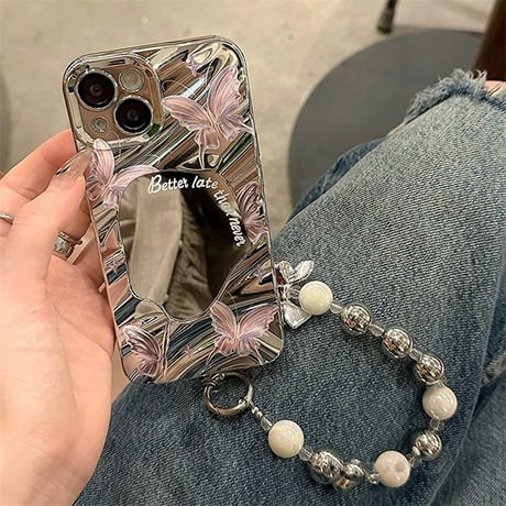 iphone ケース ミラー バタフライ iphone ケース 韓国 可愛い M115