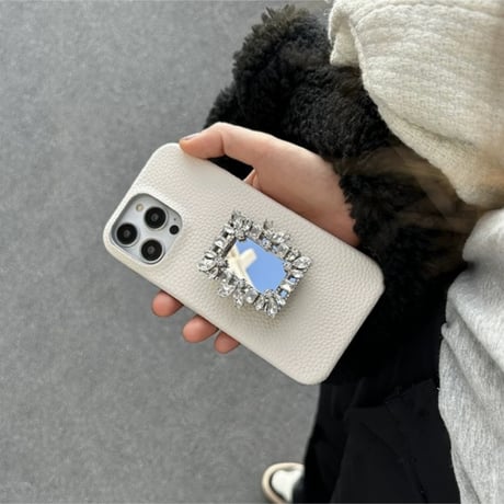 iphone16 ケース グリップ 付き ミラー iphoneケース 人気 女子 韓国 M022