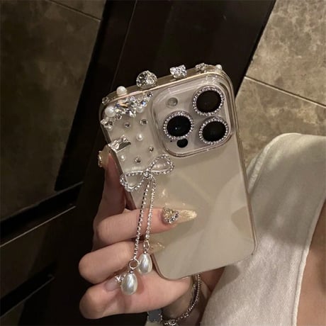 「カメラ保護リングをプレゼント！」iphone17/16proケース リボン デコ 黄ばみ にくい クリア ケース M289