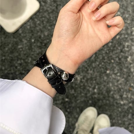 apple watch series 10 バンド 二重 アップル ウォッチ レザー バンド スタッズ 付き M088