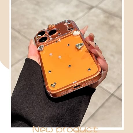 スマホケース デコ ストーン リボン iPhone17/17proケース クリア 可愛い M312