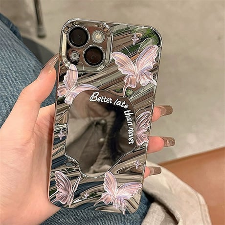 iphone ケース ミラー バタフライ iphone ケース 韓国 可愛い M115