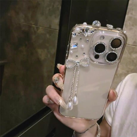 「カメラ保護リングをプレゼント！」iphone17/16proケース リボン デコ 黄ばみ にくい クリア ケース M289