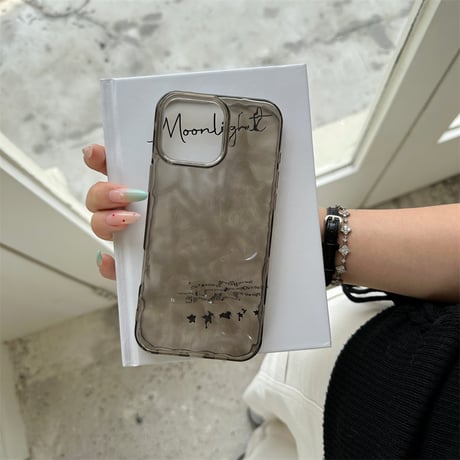 iphone17/17pro ケース クリア おしゃれ iphone16/15ケース 夏 シワ加工 黄ばみ にくい スマホケース M276