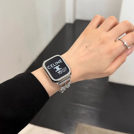 バタフライ アップル ウォッチ バンド キラキラ apple watch ブレスレット【バンパーケース付き】M151