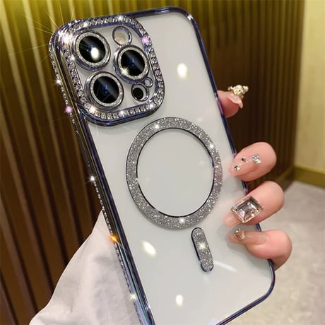 キラキラ iphone16/16pro ケース マグセーフ iphone ケース クリア 可愛い【カメラフィルム付き】M085