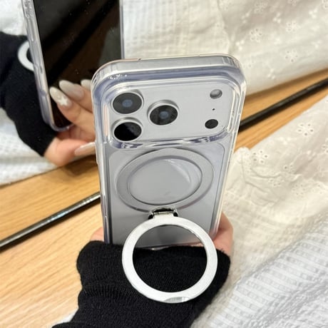 magsafe 対応 iphone17 ケース クリア iphone17pro ケース かわいい スタンド M298