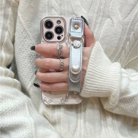 iphone ケース 韓国 流行り iphone ケース 人気 女子 バンド/パールチャーム M051
