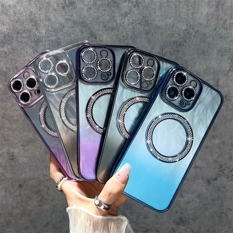 iphone ケース マグセーフ iphoneケース クリア おしゃれ メタリック M112